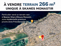 Terrain d’angle vue mer et lac à Skanes Monastir 